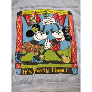 Mickey & Minnie Mouse Co Denim Jacket  PARTY TIME Disney Vintage XL Boxy